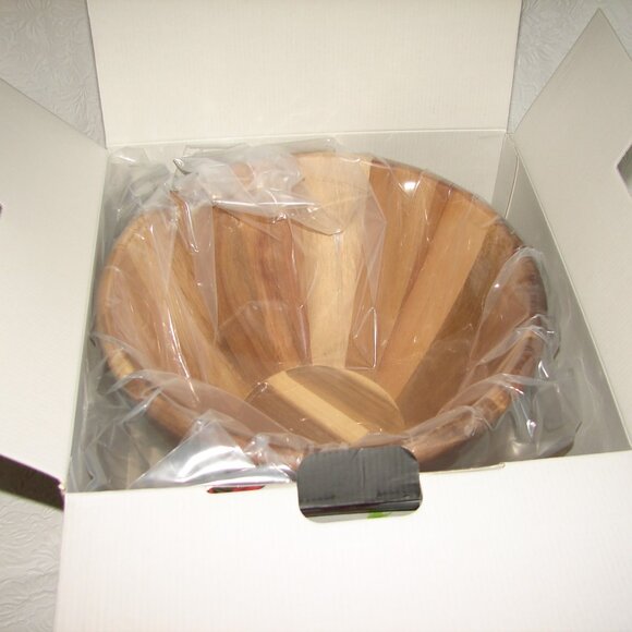 NEW Acacia Wood Large Serving Bowl by Servappetit, Salad Chips Fruit NIB - Picture 4 of 7